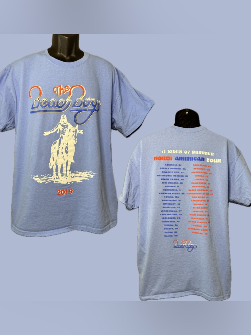 The Beach Boys 12 Sides of Summer 2019 North American Tour Shirt Blue Men Sz XL